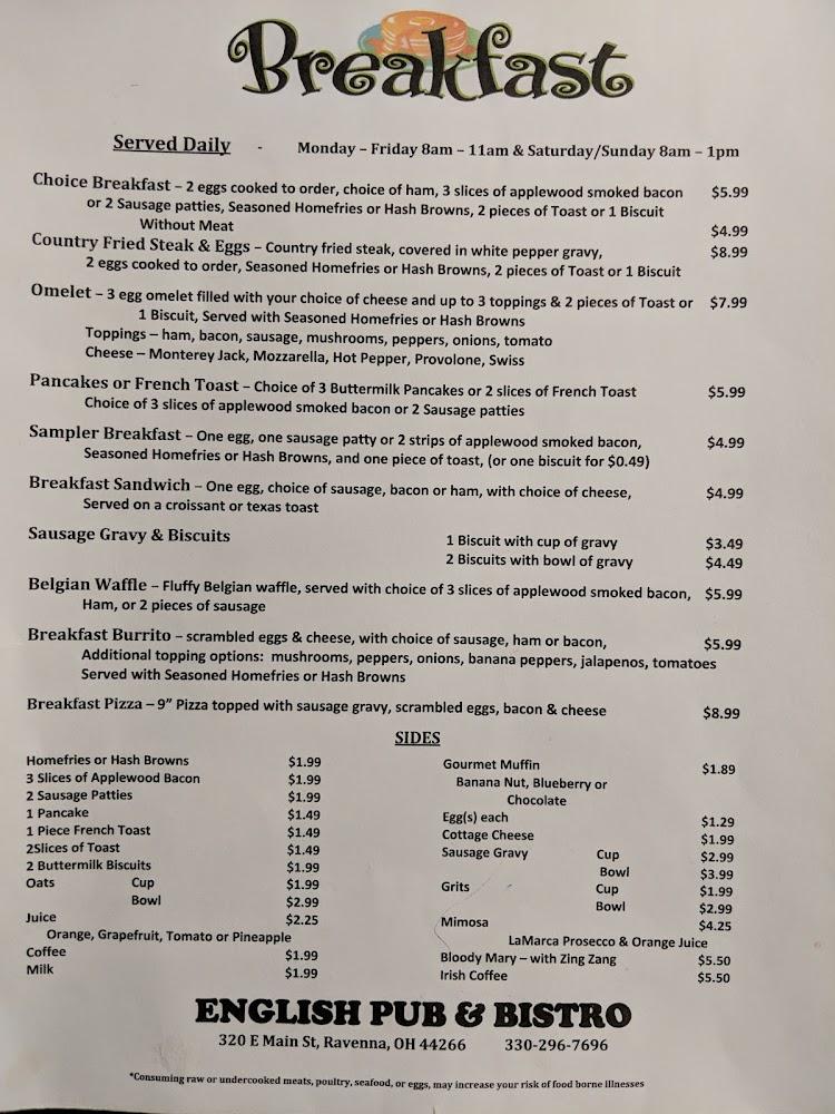 English Pub & Bistro - Ravenna, OH Menu image 3